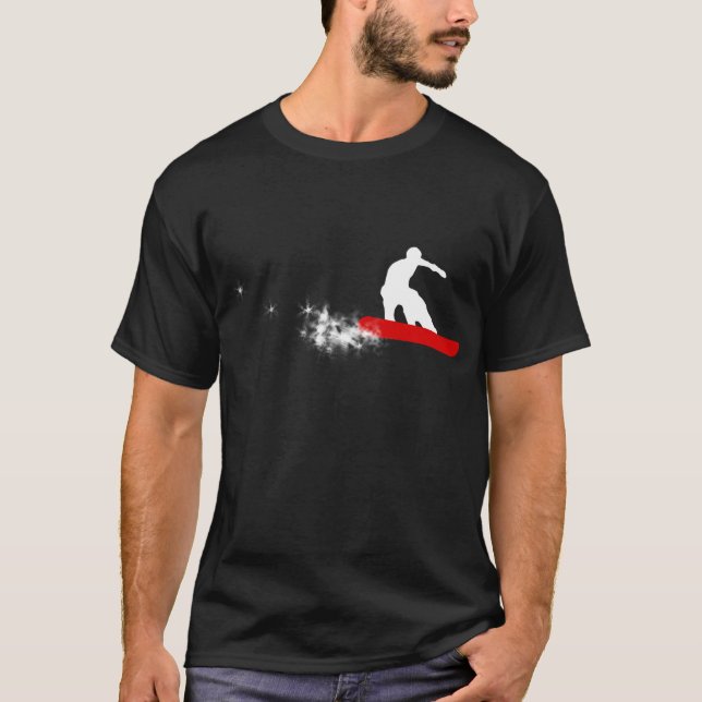 T-shirt snowboard. simples. vermelho (Frente)