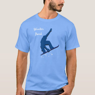 T-shirt Snowboarder do azul do parque do inverno
