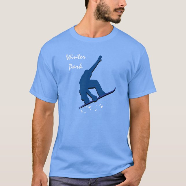 T-shirt Snowboarder do azul do parque do inverno (Frente)