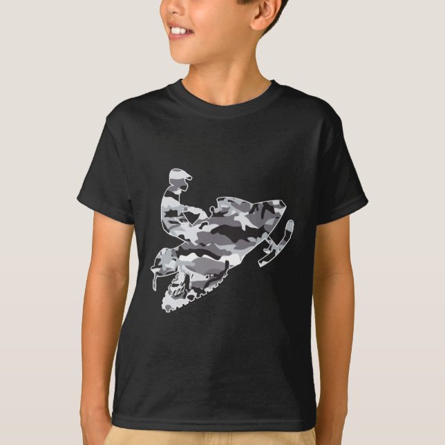 T-shirt Snowmobiler na Camuflagem de Cinzas (Frente)