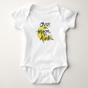 T-shirt Sobre a lua para o Bodysuit do Auntie (ouro) bebê
