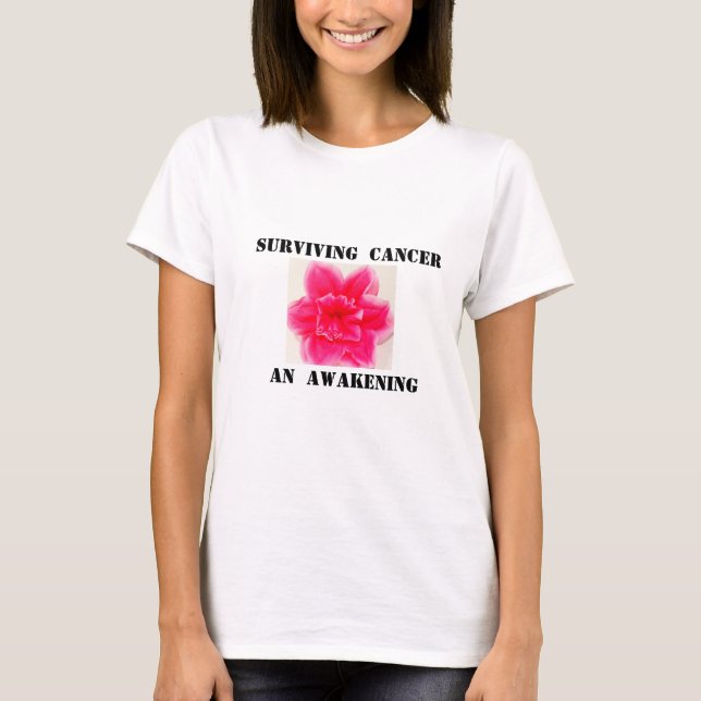 T-shirt sobrevivente de câncer com palavras de enc (Frente)
