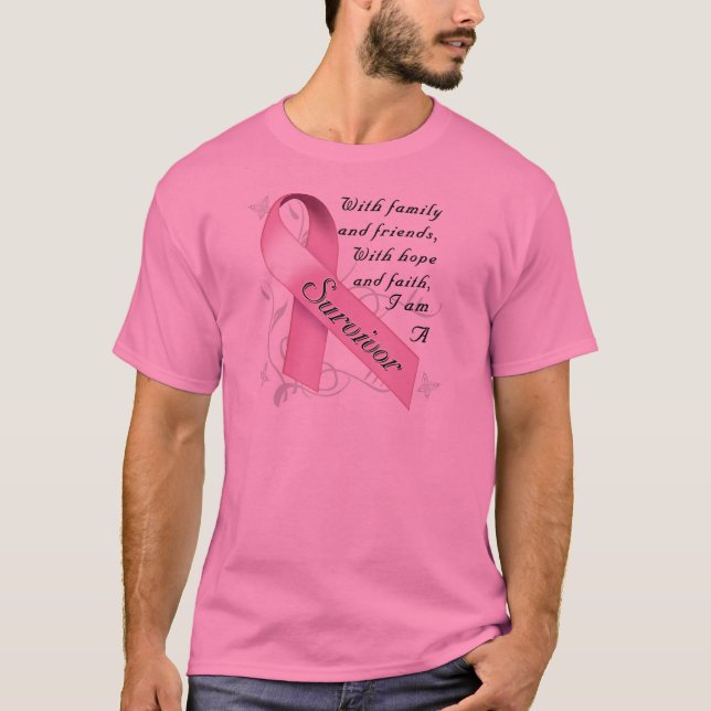 T-shirt Sobrevivente do cancro da mama (Frente)