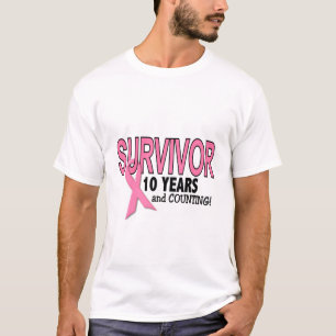T-shirt SOBREVIVENTE do CANCRO DA MAMA 10 anos & contagens