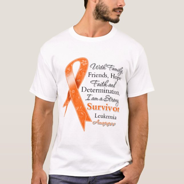 T-shirt Sobrevivente forte do apoio a leucemia (Frente)