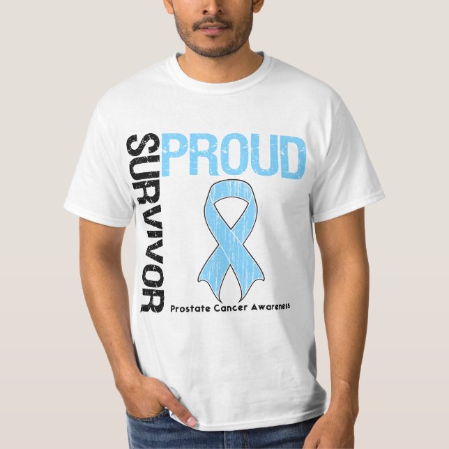 T-shirt Sobrevivente orgulhoso - cancro da próstata (Frente)