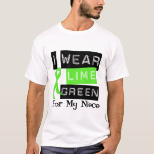 T-shirt Sobrinha da fita do verde limão do linfoma