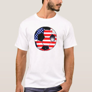 T-shirt Soccer Ball Flag-USA O MUSEUM Oferece Transp