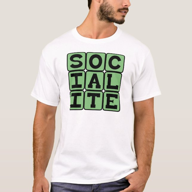 T-shirt Socialite, Freqüentador de Festas (Frente)