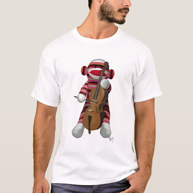 T-shirt Sock Monkey e Cello (Frente)