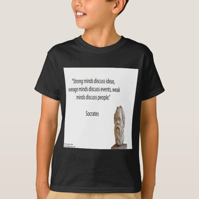 T-shirt Sócrates & Citações de "Grandes" Mentes (Frente)