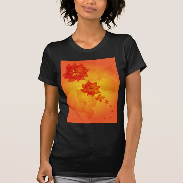 T-shirt sol da laranja do ornamento floral (Frente)