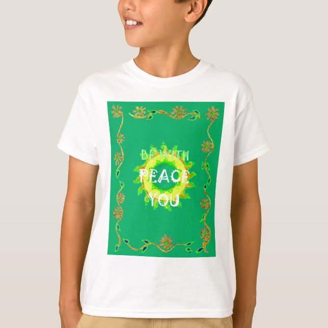 T-shirt Sol Radiante: Paz Esteja Com Você Impressão Inspir (Frente)
