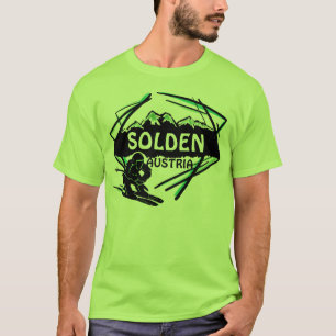 T-shirt Solden Austria caras, arte verde de esqui