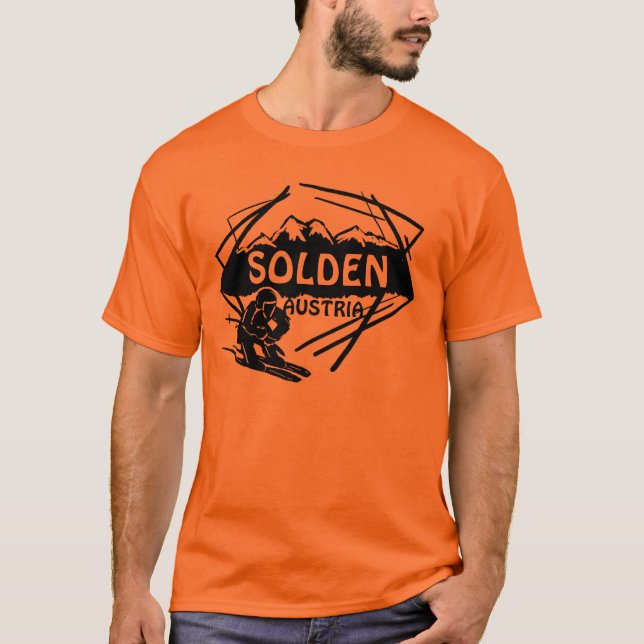 T-shirt Solden Austria caras, laranja de esqui tee (Frente)