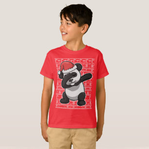 T-shirt Solha de toque ligeiro do urso de panda do Natal