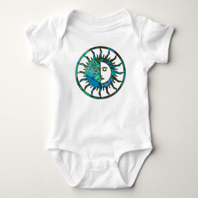 T-shirt SON e LUA em azul, ouro e prata (Frente)