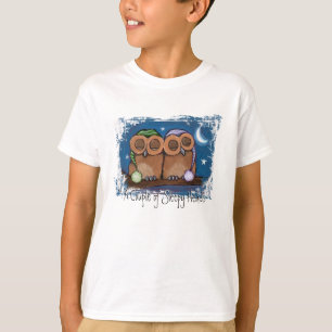 T-shirt sonolento bonito das corujas