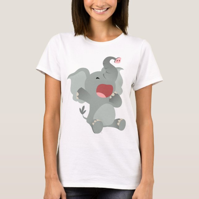 T-shirt sonolento bonito das mulheres do elefante (Frente)