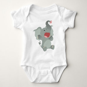 T-shirt sonolento bonito do bebê do elefante dos