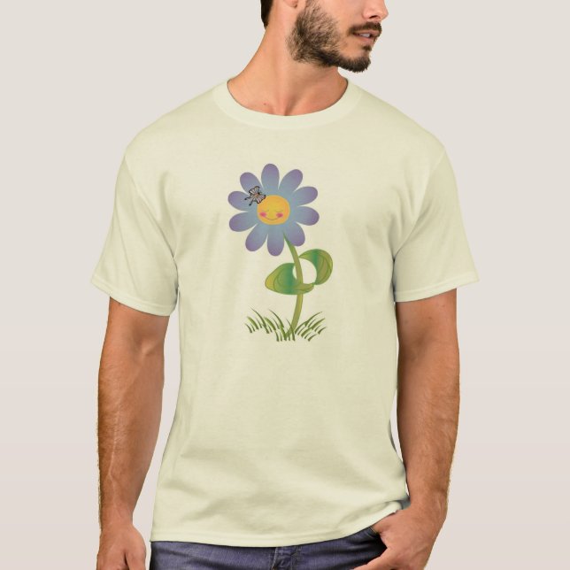 T-shirt Sorrindo margarida com borboleta (Frente)