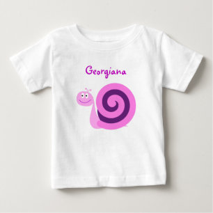 T-shirt Sorriso feliz caracol cor-de-rosa & roxo; Nome