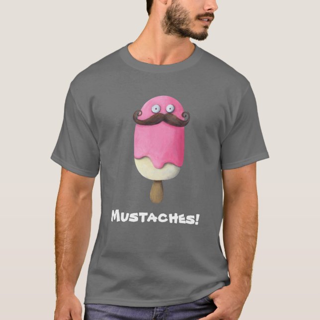 T-shirt Sorvete cor-de-rosa com bigodes (Frente)
