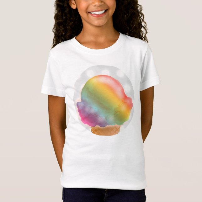 T-shirt Sorvete do cone do sorvete do arco-íris - (Frente)