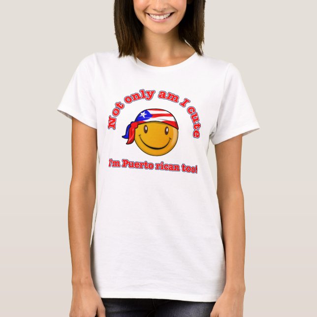 T-shirt Sou não somente eu bonito mim sou porto-riquenho (Frente)