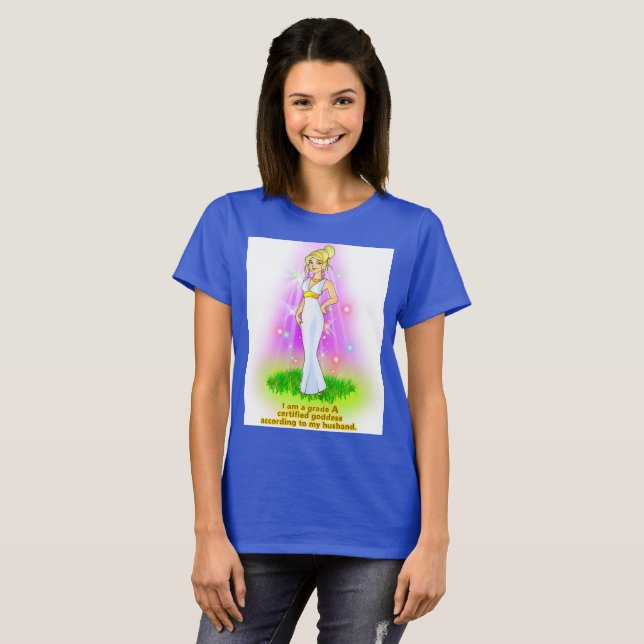 T-shirt Sou uma Deusa Certificada (loira) (Frente Completa)