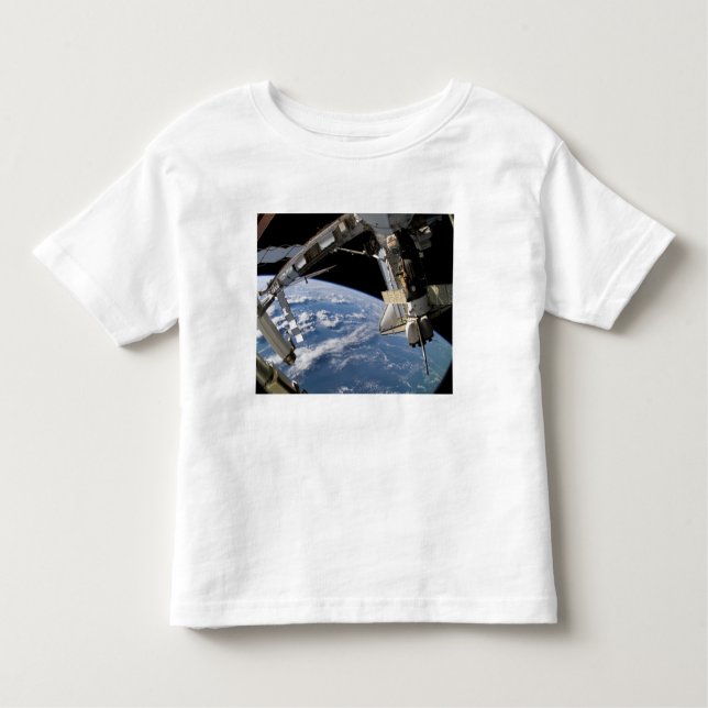 T-shirt Space Shuttle Atlantis e uma espaçonave Soyuz (Frente)