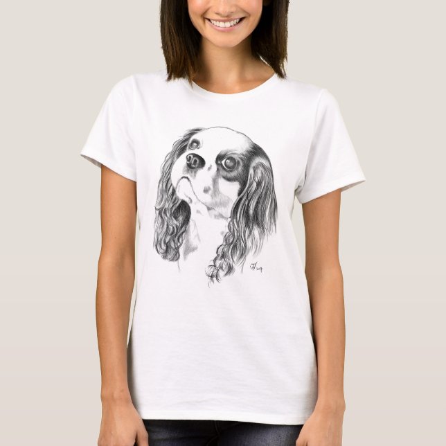 T-shirt Spaniel de rei Charles descuidado (Frente)