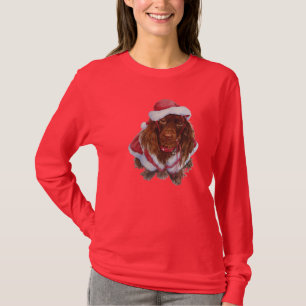 T-shirt Spaniel marrom bonito no equipamento do papai noel