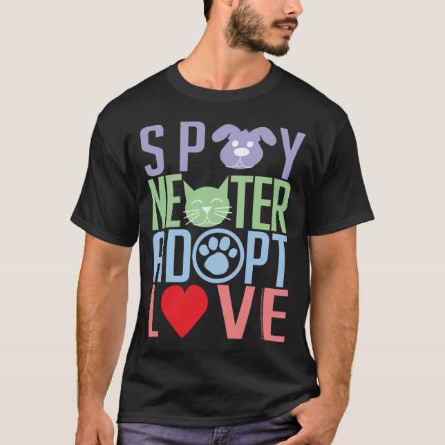 T-shirt Spay o neutro adotam o amor 2 (Frente)