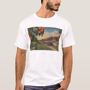 T-shirt Special alaranjado da flor do trem