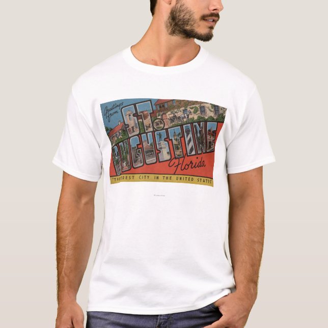 T-shirt St Augustine, Florida - grandes cenas 2 da letra (Frente)