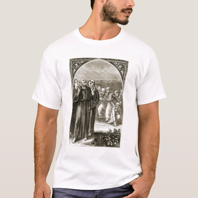 T-shirt St. Columba que chanting, e atacado pelos Druids, (Frente)