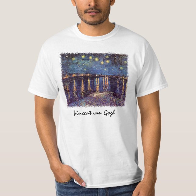T-shirt Starry Night Over the Rhone, por Vincent van Gogh (Frente)