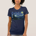 T-shirt Starry Night Vincent van Gogh Fine Art Painting<br><div class="desc">Vincent van Gogh (holandês, 1853 - 1890) Starry Night, 1889, Oil on canvas Unframed: 73 × 92 cm (28, 7 × 36, 2 pol) Esta pintura mostra a vista da janela virada para leste da sala de asilo de Van Gogh na Santo-Rémy-de-Provence Ele acrescentou uma vila idealizada. Está na coleção...</div>