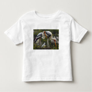 T-shirt Storks pintados e jovens no ninho,Keoladeo