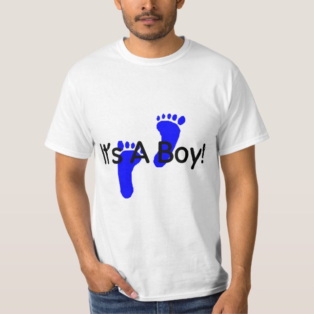 T-shirt Suas pegadas de um bebê do menino (Frente)