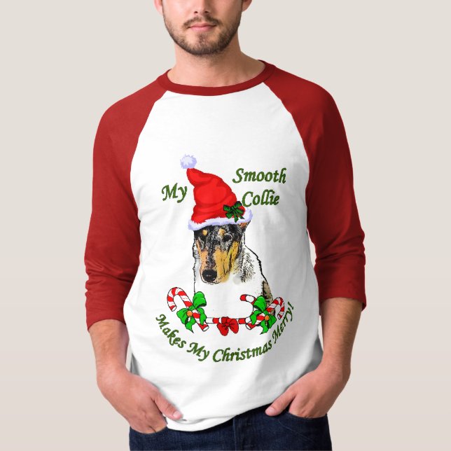 T-shirt Suave presentes de Natal Collie (Frente)