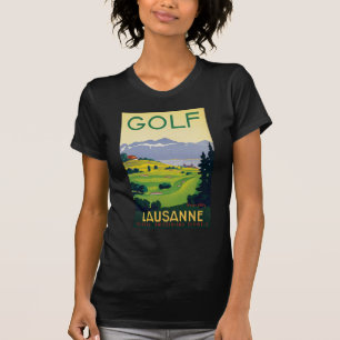 T-shirt Suiça Vintage Golf Lausanne City Lake