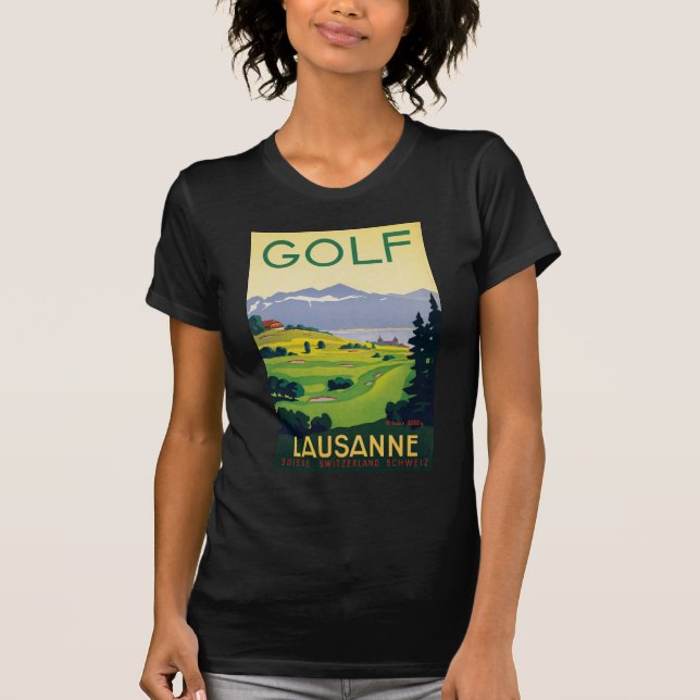 T-shirt Suiça Vintage Golf Lausanne City Lake (Frente)