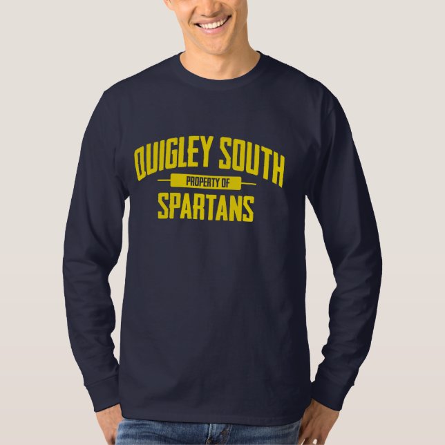 T-shirt sul de Quigley Spartans (Capa longa) (Frente)