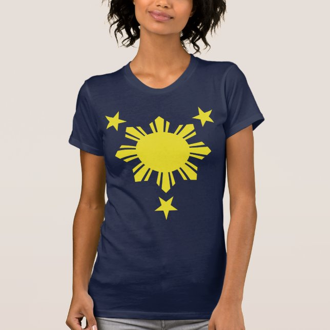 T-shirt Sun básico filipino e estrelas - amarelo (Frente)