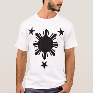 T-shirt Sun básico filipino e estrelas - preto