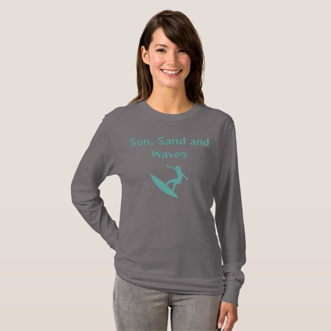 T-Shirt Sun, Sand e Waves (Frente Completa)