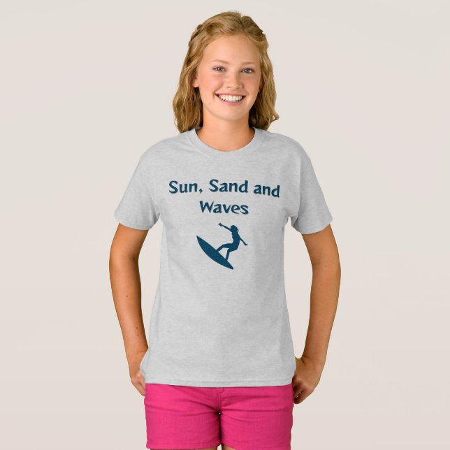T-Shirt Sun, Sand e Waves (Frente Completa)