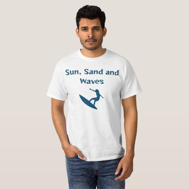 T-Shirt Sun, Sand e Waves (Frente Completa)
